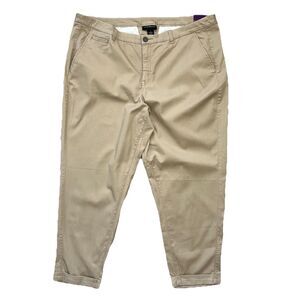 Lane Bryant Pants Women’s 24 Beige Boyfriend Stretch Tapered Cropped Chino NWT